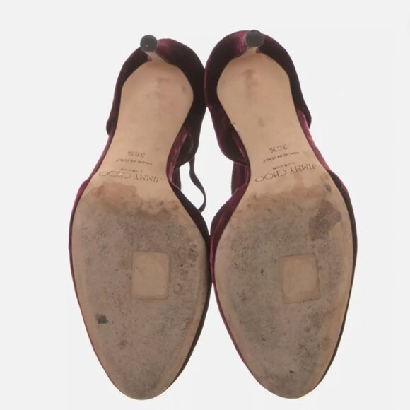 JIMMY CHOO MARI Burgundy Wine Velvet Lace-Up Pumps- SZ IT 36.5 - Picture 6 of 10